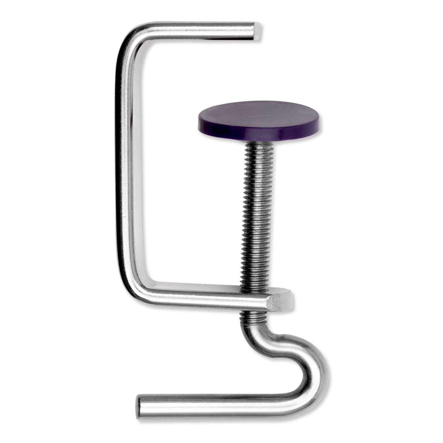 Tischbefestigung zum Vario Creative Tool von Prym, silberne Klemme mit lila Drehknopf. Ideal für kreative Arbeiten.