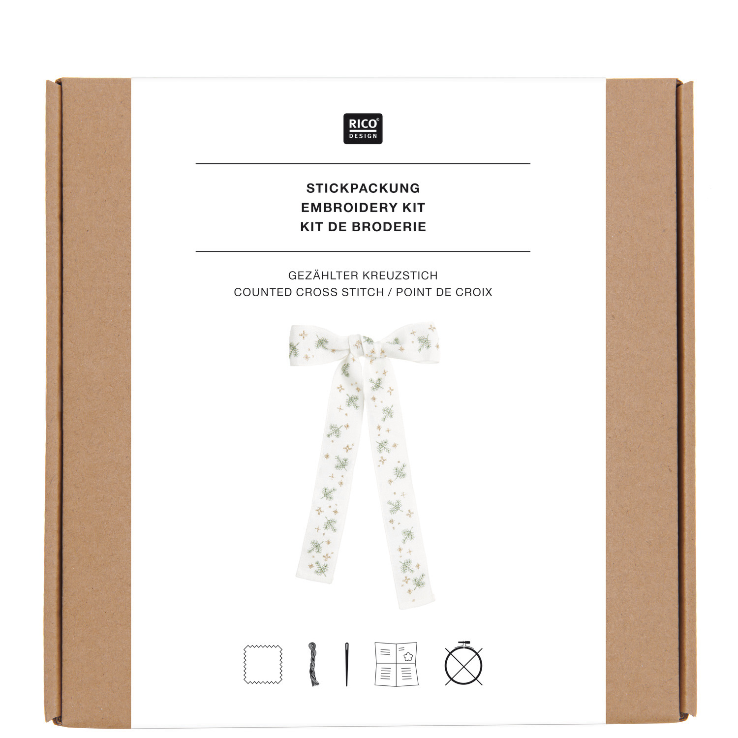 Stickpackung Schleife Tannenzweig 16x31cm von Rico Design