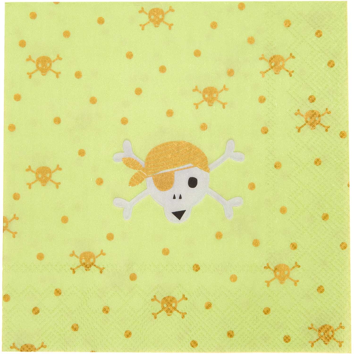 Serviette Pirat 33x33cm 20 Stück mit Piratenmotiv auf bunter Serviette von Rico Design. Ideal für Partys.