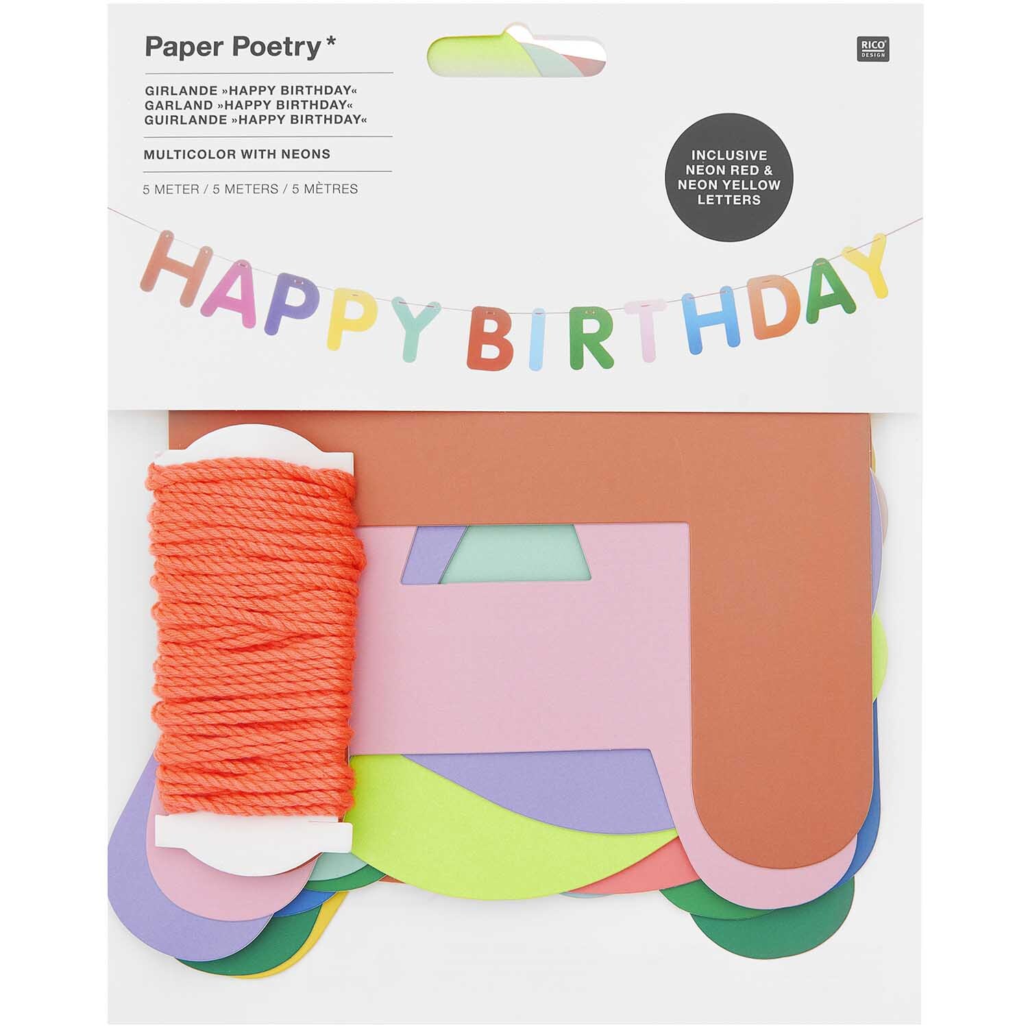 Paper Poetry Girlande Happy Birthday Magic Rainbow 5m Farbe Bunt von Rico Design