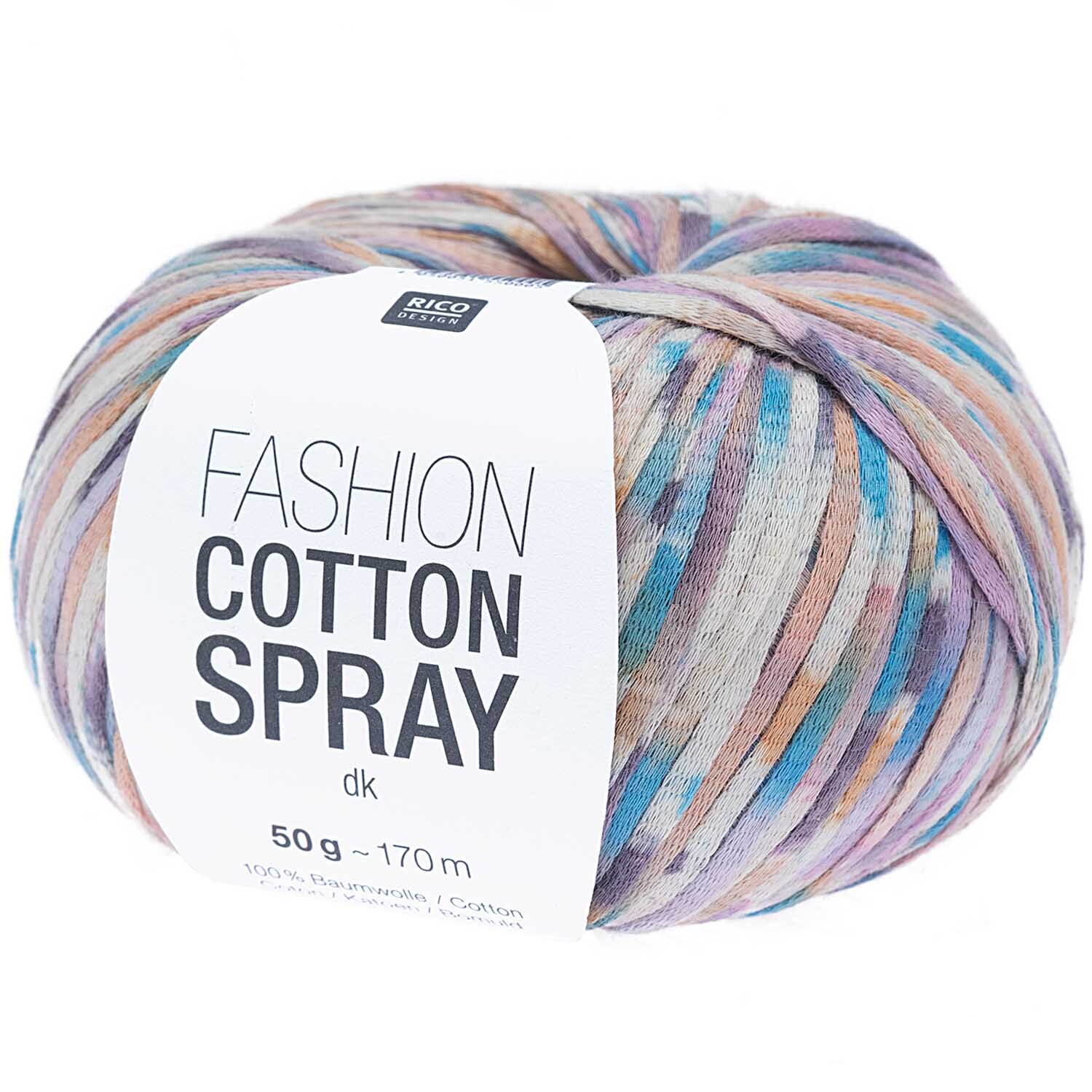 Fashion Cotton Spray dk: Weiches Garn in Rosa Mix von Rico Design, 50g Knäuel mit 170m Länge. Ideal für kreative Strickprojekte.