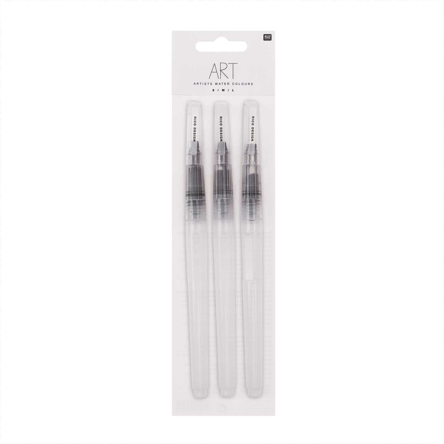 Wassertankpinselset rund, 3-teilig von Rico Design, transparent, ideal für präzises Malen.