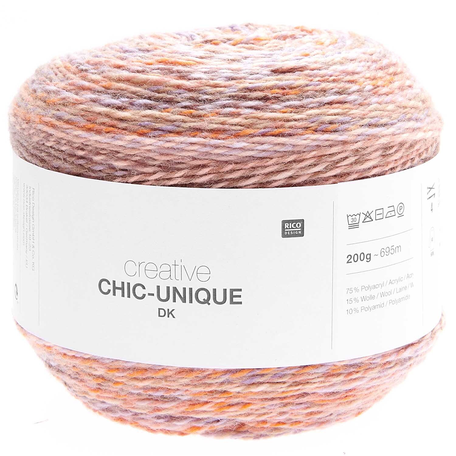 Creative Chic-Unique dk Häkelset mit Stirnband und Schal in Puder von Rico Design, 200g Knäuel.