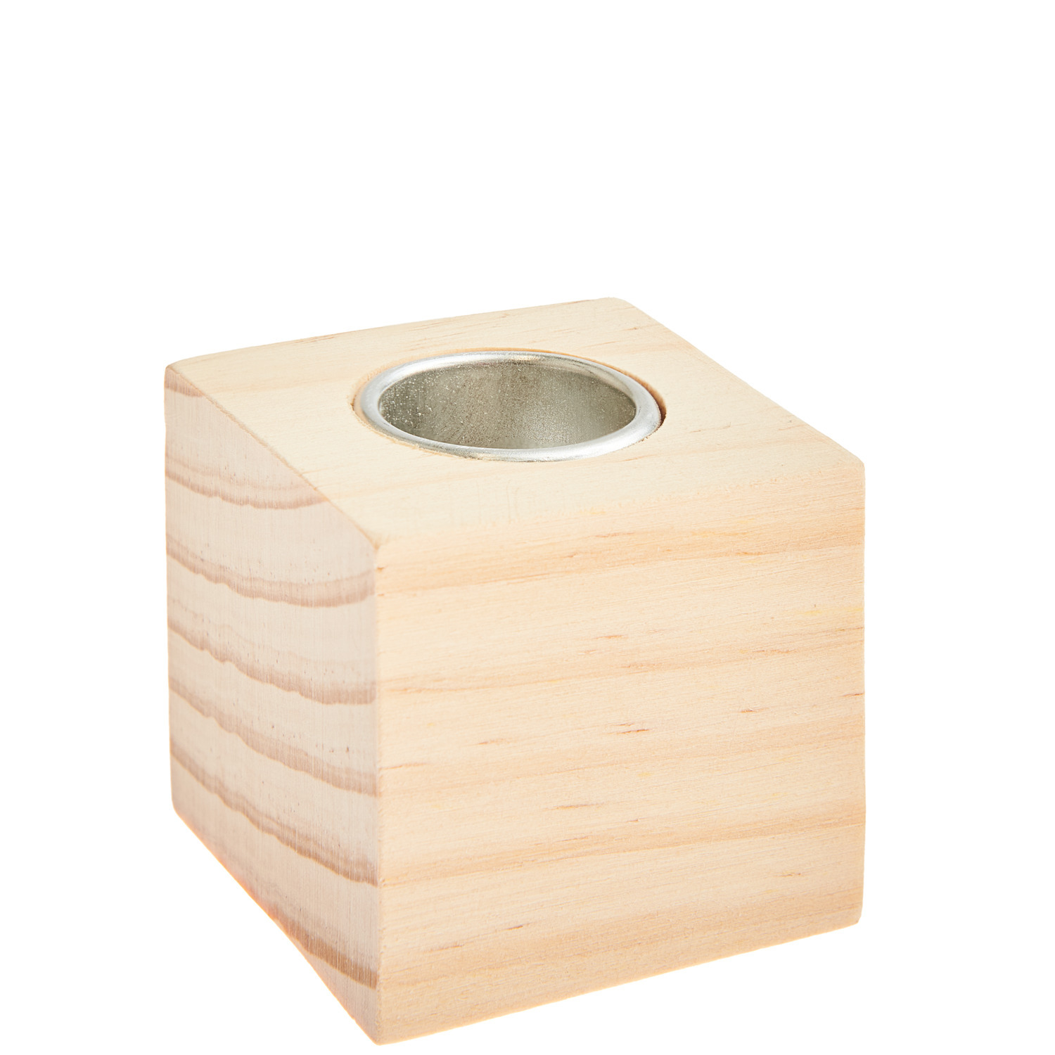 Kerzenhalter Würfel aus hellem Holz von Rico Design, ideal für moderne Wohnräume.