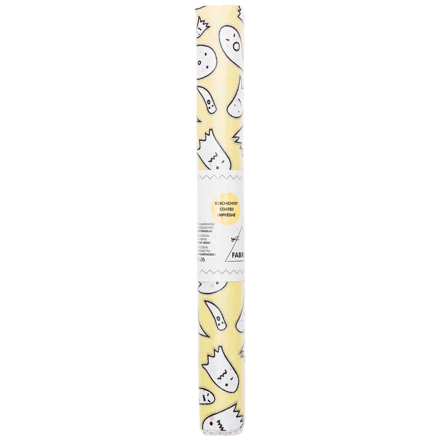 Stoff Geister gelb-silber 25x70cm beschichtet von Rico Design