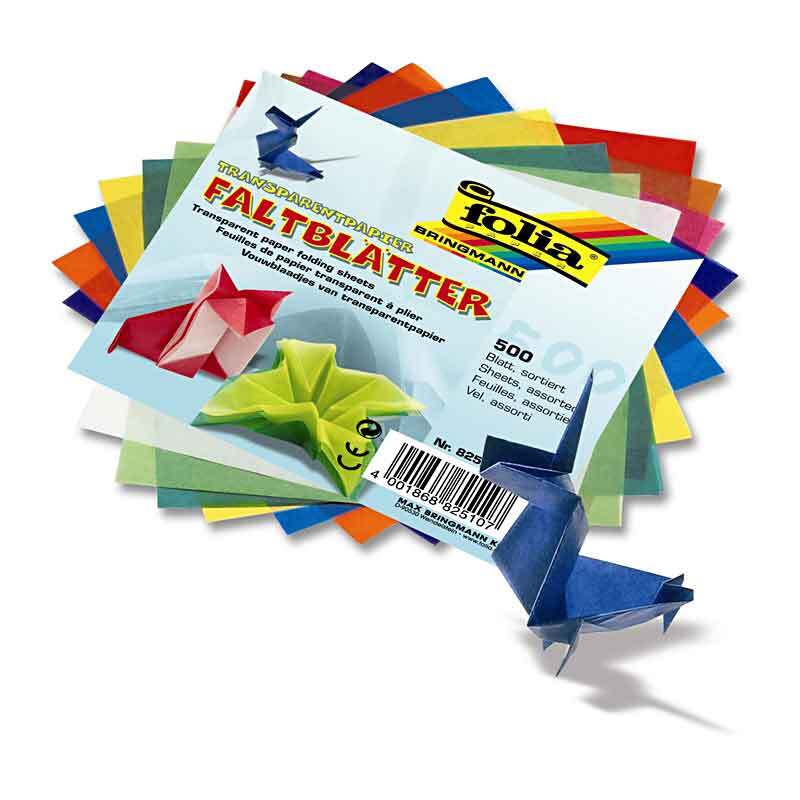 Transparentpapier Faltblätter in verschiedenen Farben, 15x15cm, 500 Blatt, ideal für Origami.