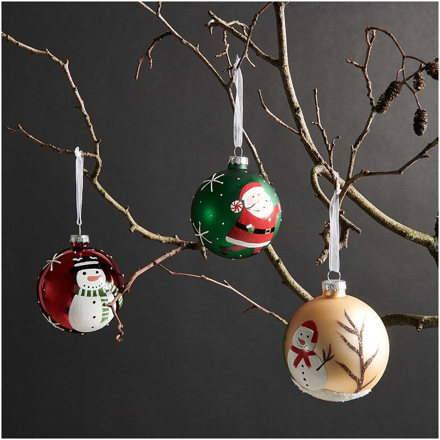 Glaskugel Schneemann handbemalt gold 8cm von Rico Design