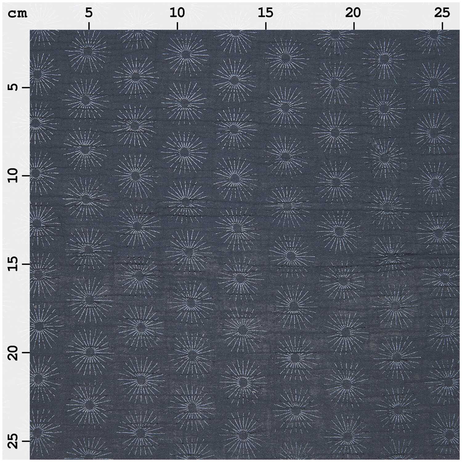 Stoffabschnitt Krinkelmusselin Rosette blau 50x130cm Hot Foil von Rico Design
