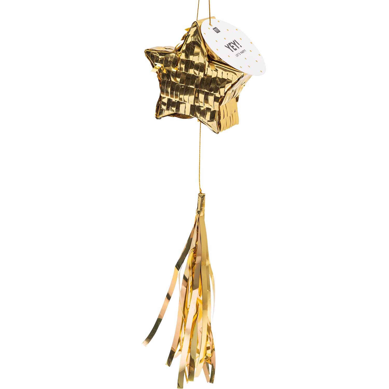 Mini-Pinata mit Quaste in Sternform, goldfarben, von Rico Design. Perfekt für festliche Dekorationen.