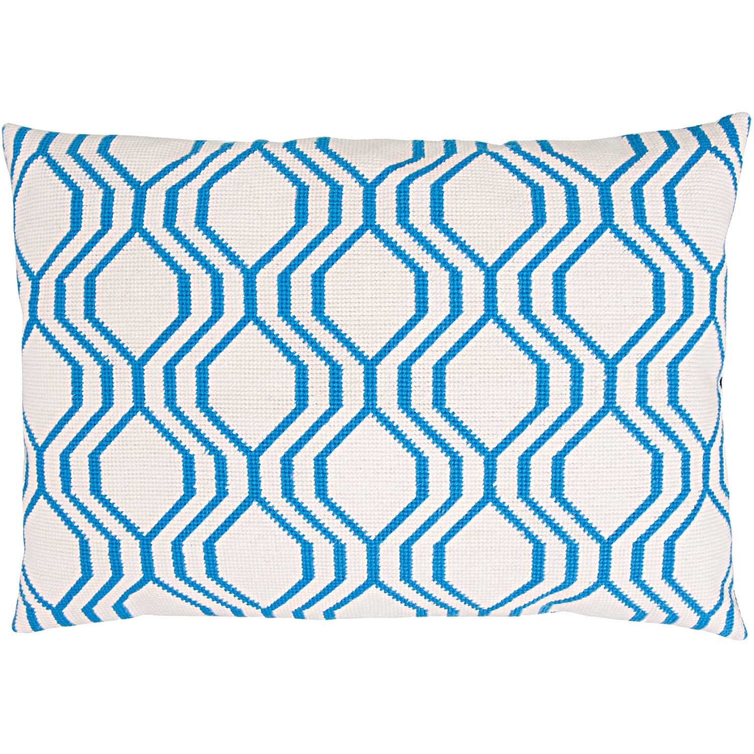 Gobelin Kissen grafisch blau 50x35cm zum Sticken. Geometrisches Muster in Blau von Rico Design. Ideal für kreative Projekte.