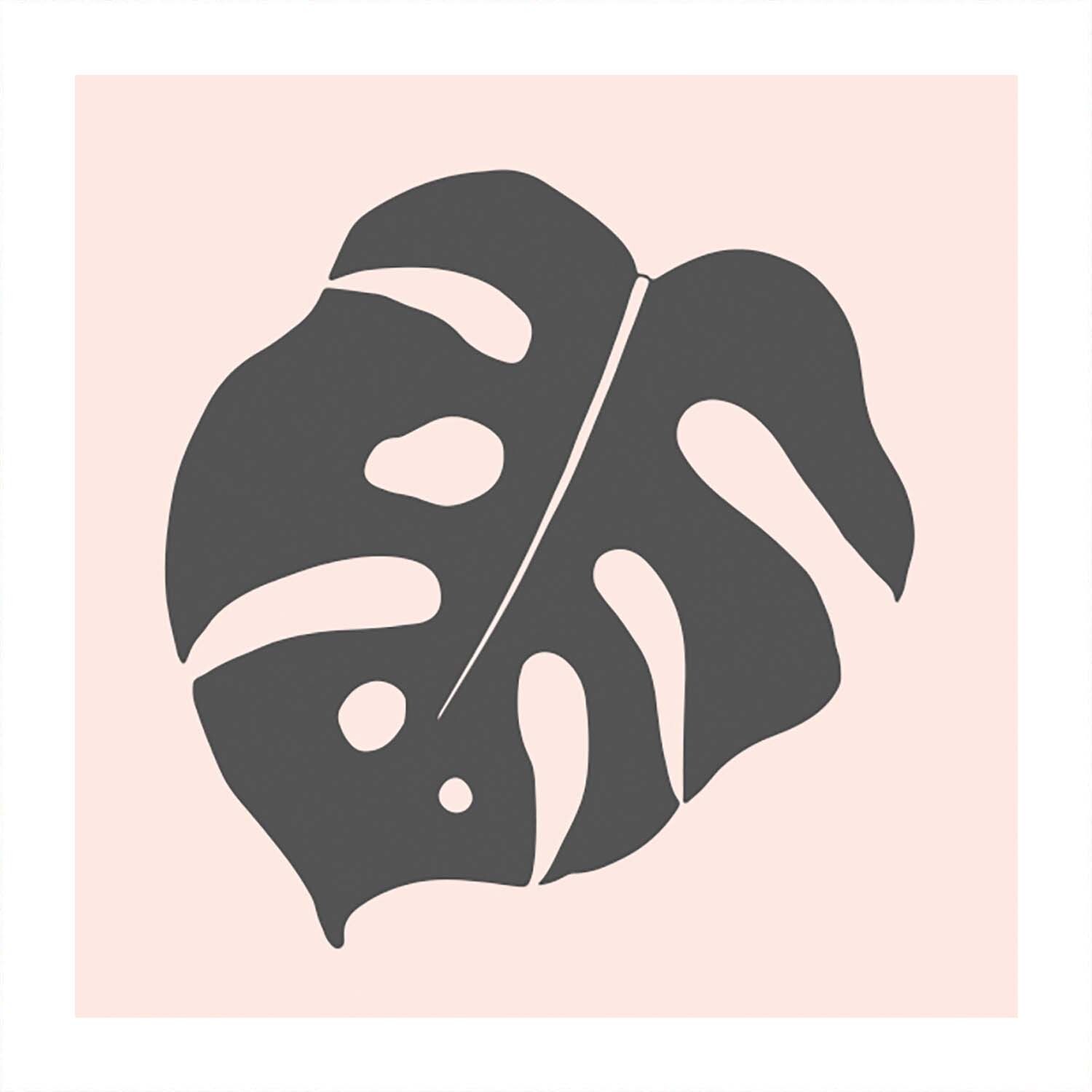 Stempel Palmblatt nude 45x45mm zeigt ein stilisiertes Palmblatt auf rosa Hintergrund, ideal für kreative Projekte. Marke: May&Berry.