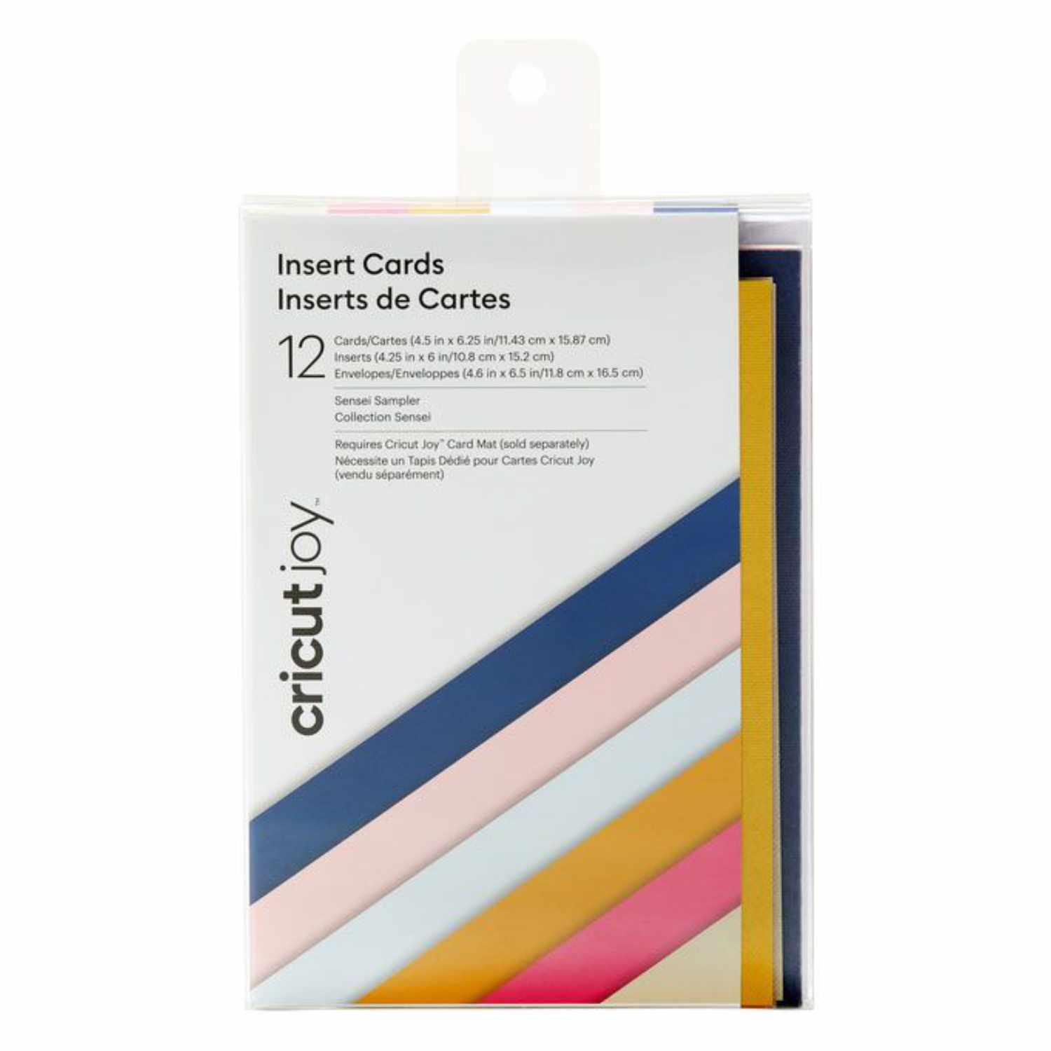 Joy Insert Card Kartenset Sensei mit 12 Karten in verschiedenen Farben von Cricut, ideal für kreative Projekte.