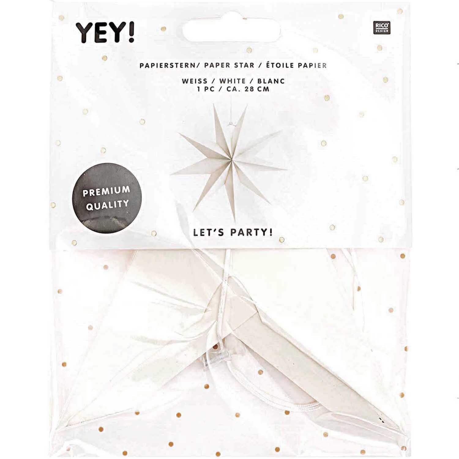 Papierstern auffaltbar 28cm Farbe Weiß von Rico Design