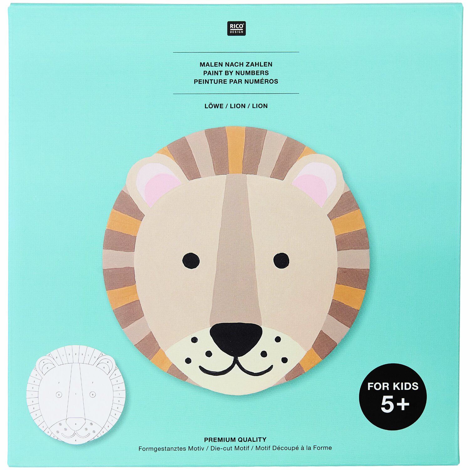 Malen nach Zahlen Löwe: Ein kinderfreundliches Set von Rico Design mit Löwenmotiv für kreative Stunden.