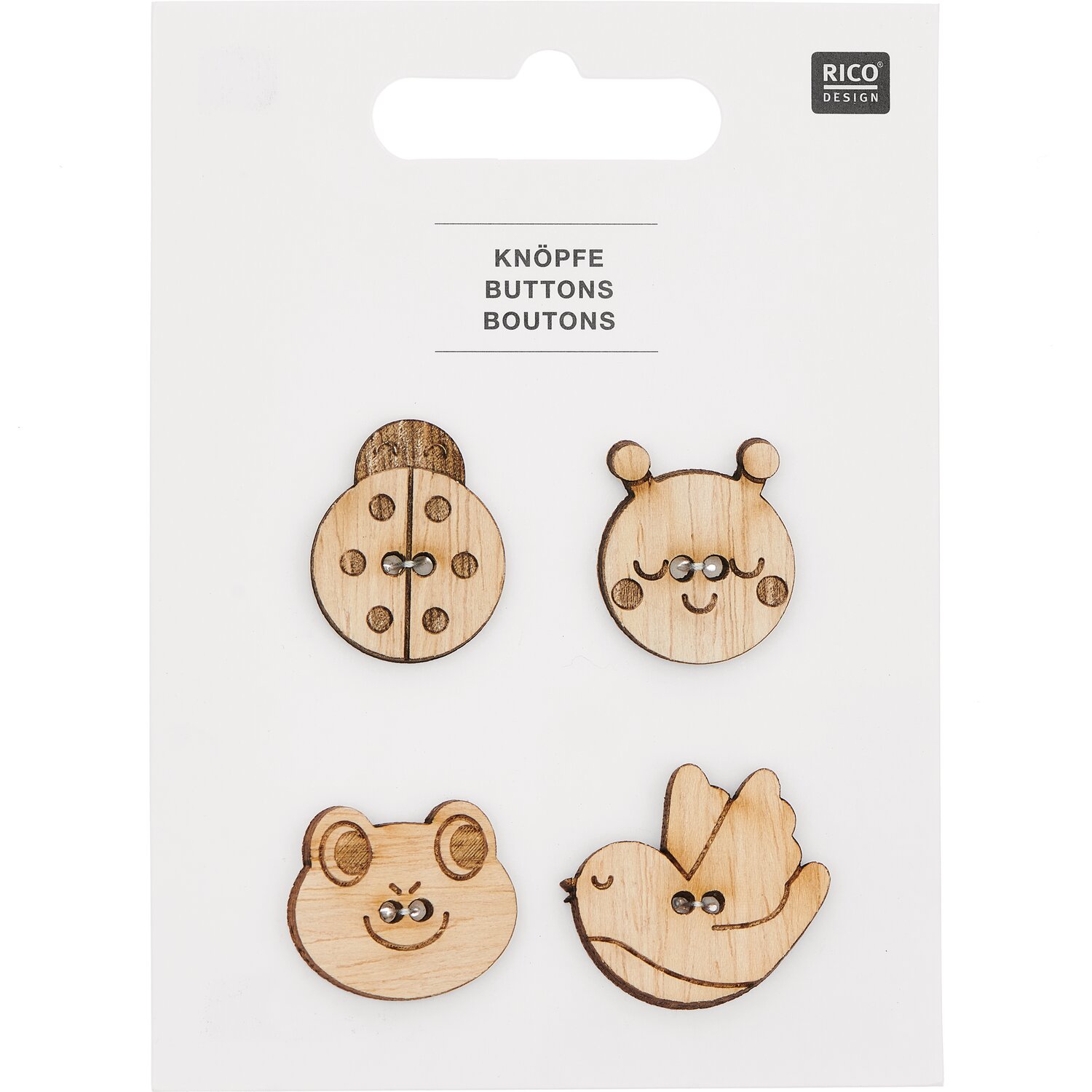 Holzknöpfe Tiere II 4 Stück von Rico Design