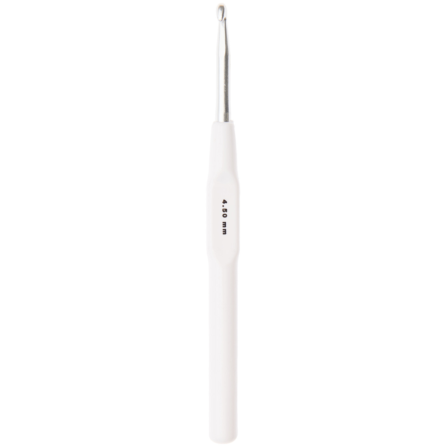 Häkelnadel 15cm von Rico Design, weiß, mit ergonomischem Griff und 4,5 mm Spitze. Ideal für komfortables Häkeln.