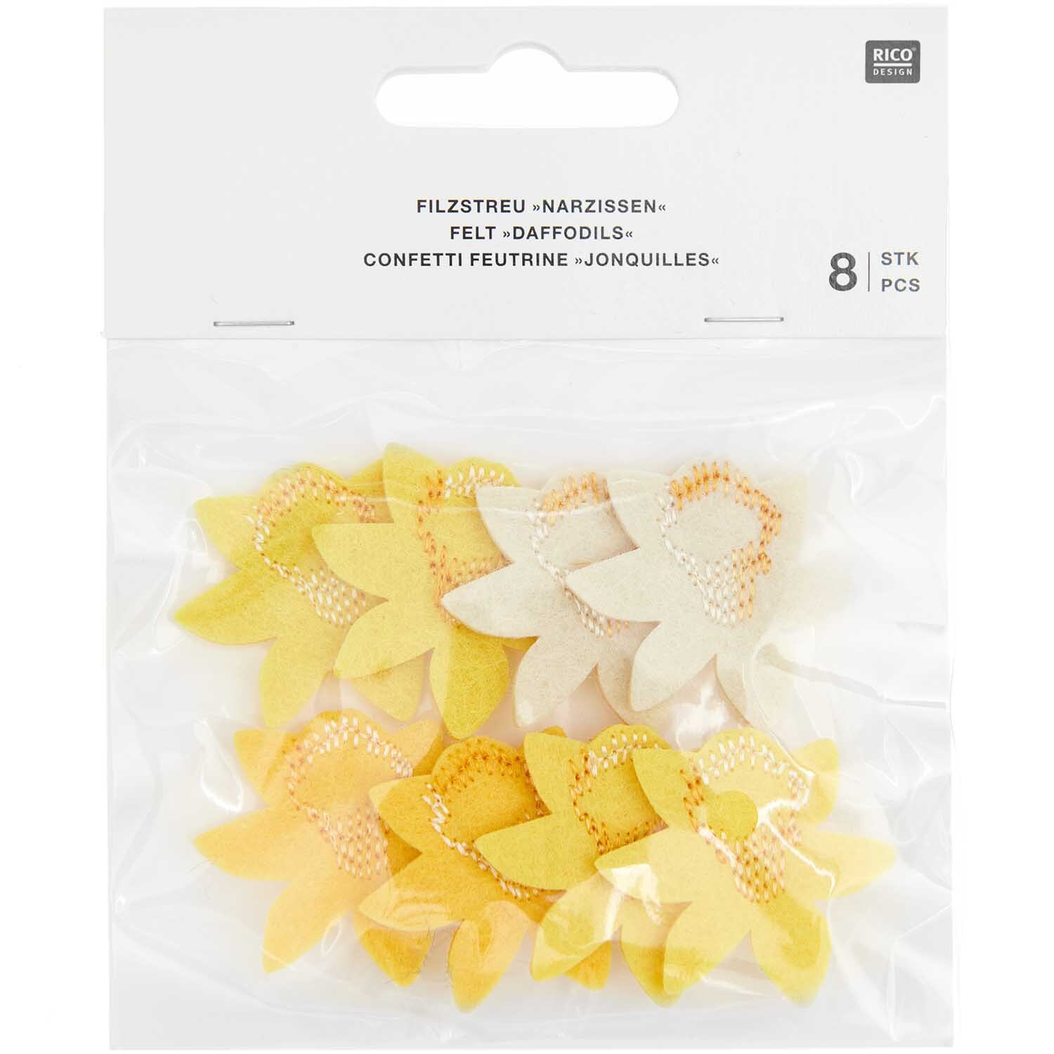 Filzstreu Narzissen bestickt Gelb 8 Stück von Rico Design