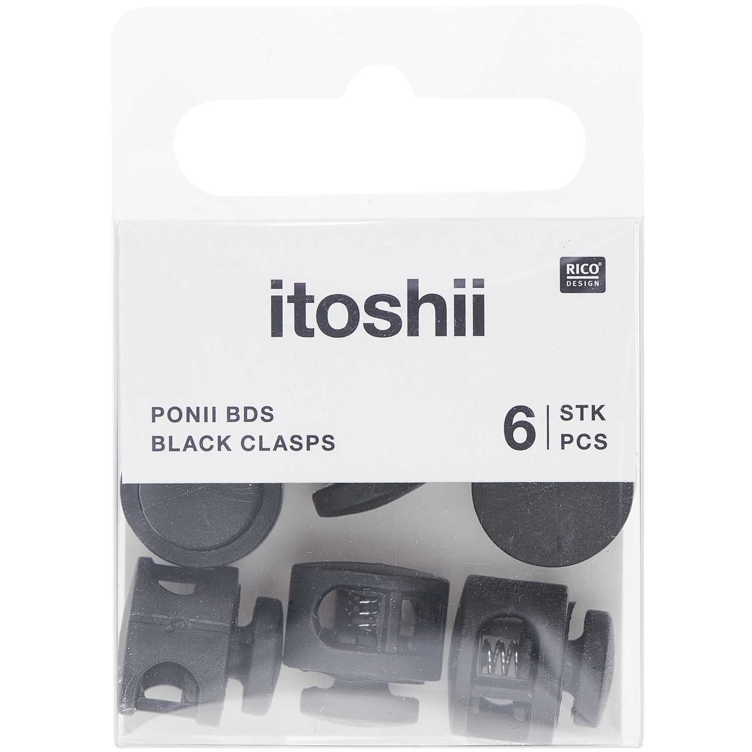Itoshii Ponii Beads Verschlüsse, 6 Stück, in einer transparenten Verpackung von Rico Design.