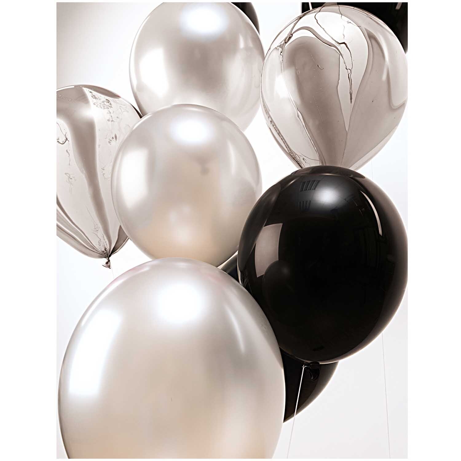 Luftballon Mix schwarz-weiß 30cm 12 Stück von Rico Design: Elegante Ballons in Schwarz und Weiß, perfekt für stilvolle Dekorationen.