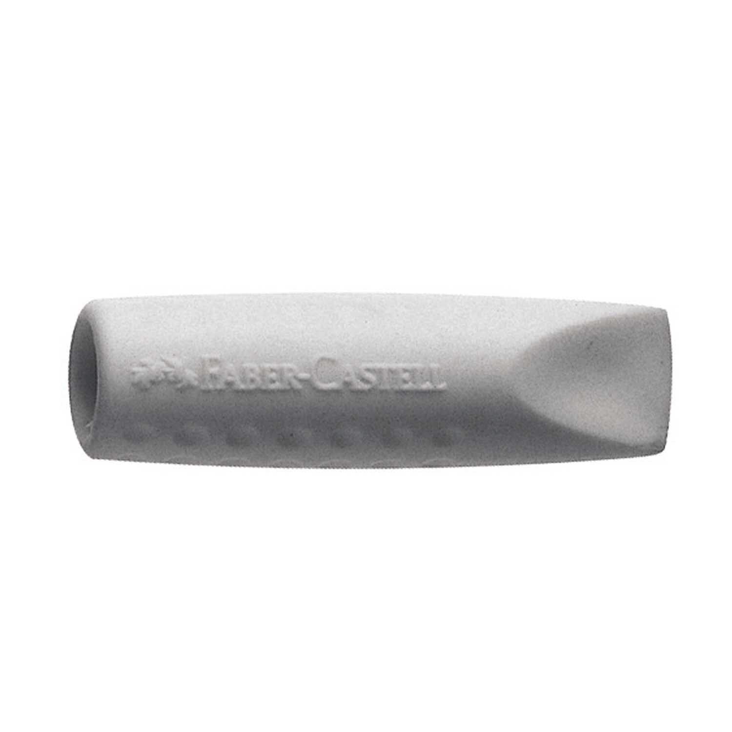 Radiergummi Cap für Grip 2001, grau, von Faber Castell, zeigt ein zylindrisches Design mit Logo.