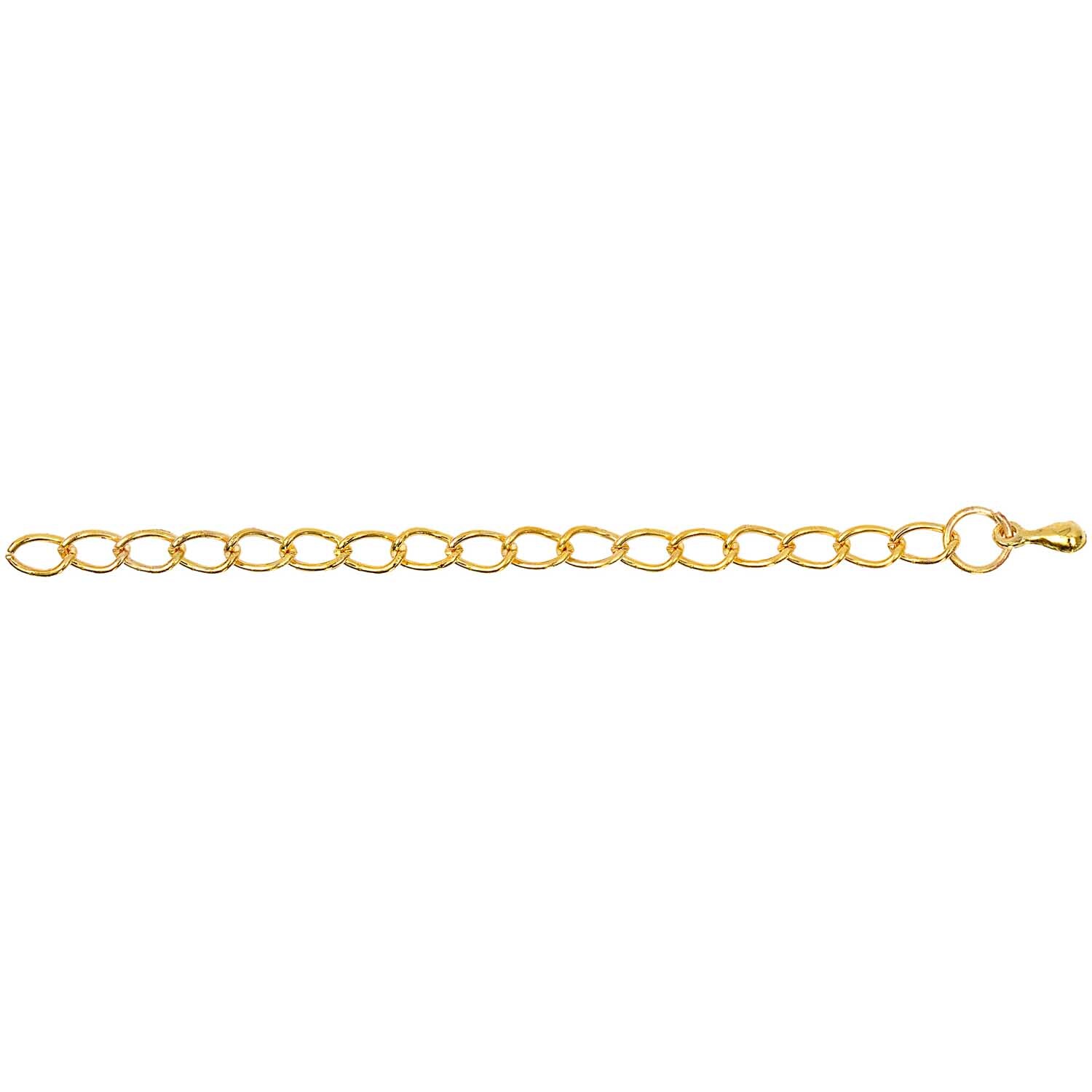 Verlängerungskette gold 60mm von Rico Design, zeigt eine elegante, goldene Kette mit ovalen Gliedern. Ideal für Schmuckanpassungen.