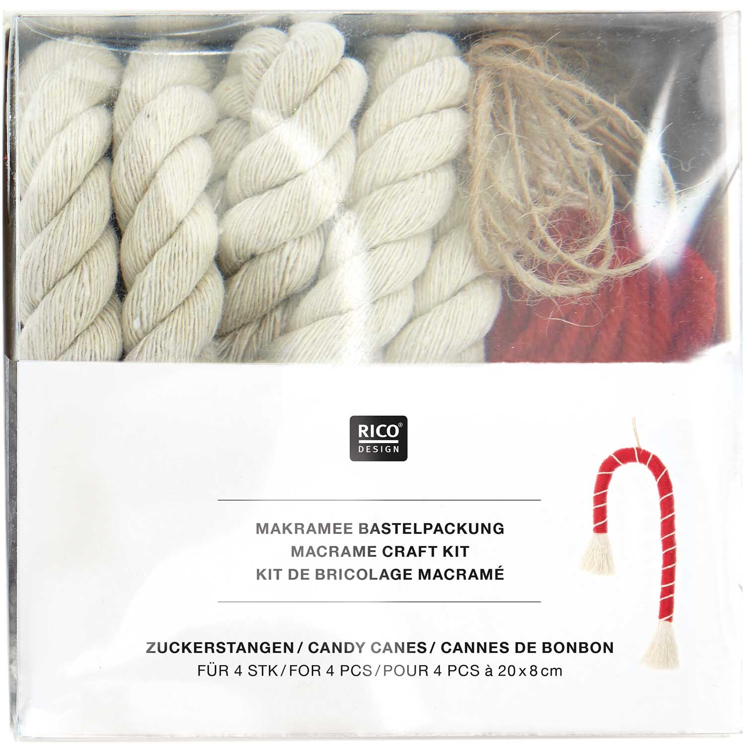 Makramee Set Zuckerstange 20x8cm 4 Stück von Rico Design