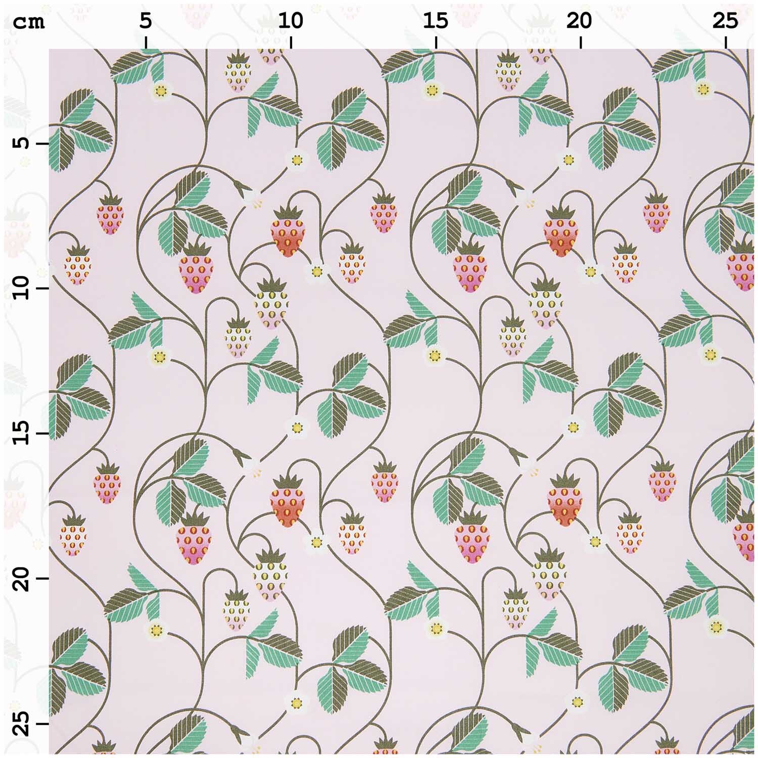 Meterware Baumwoll-Popelin rosa Erdbeeren von Rico Design