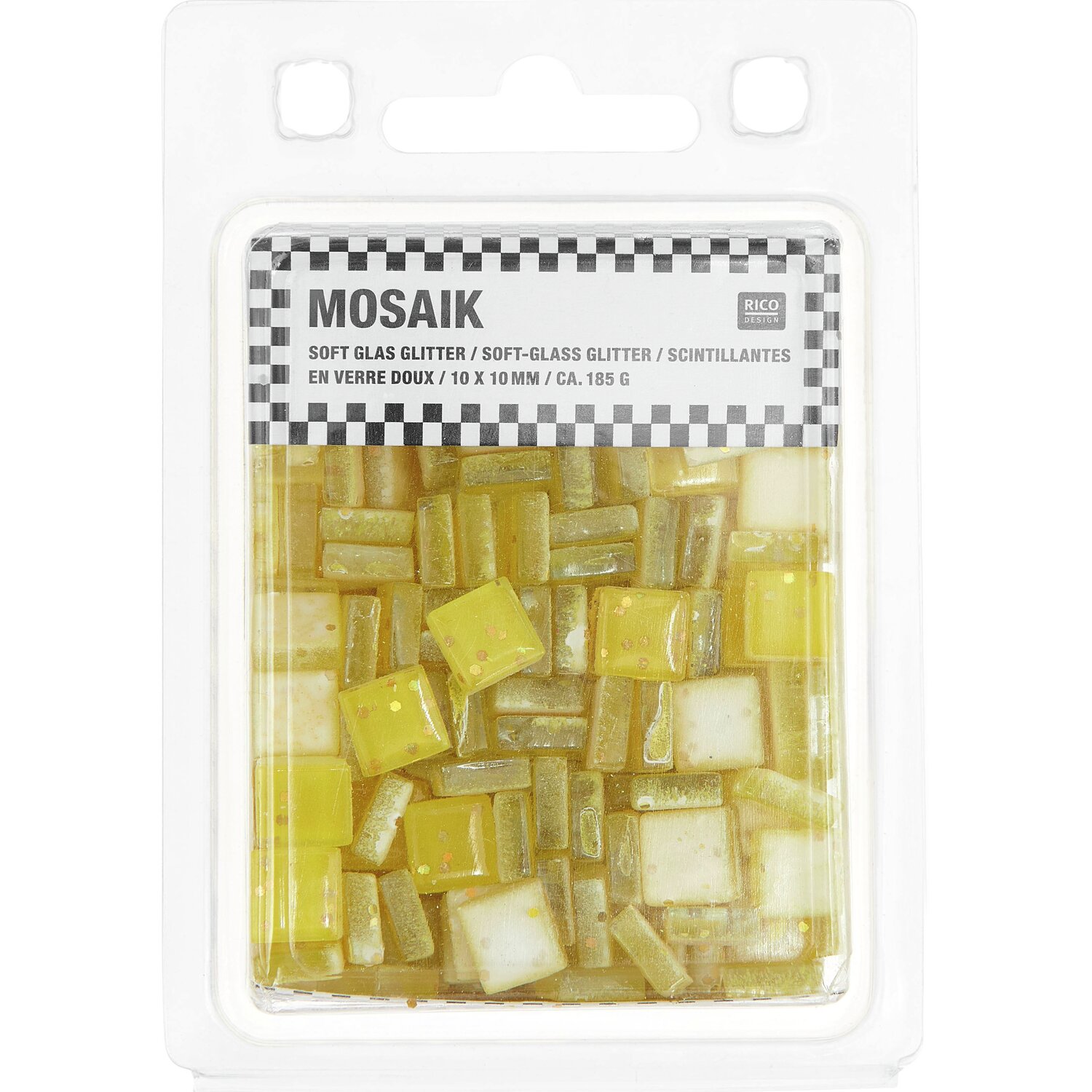 Soft-Glas Mosaiksteine Glitter 185g Farbe Silber von Rico Design