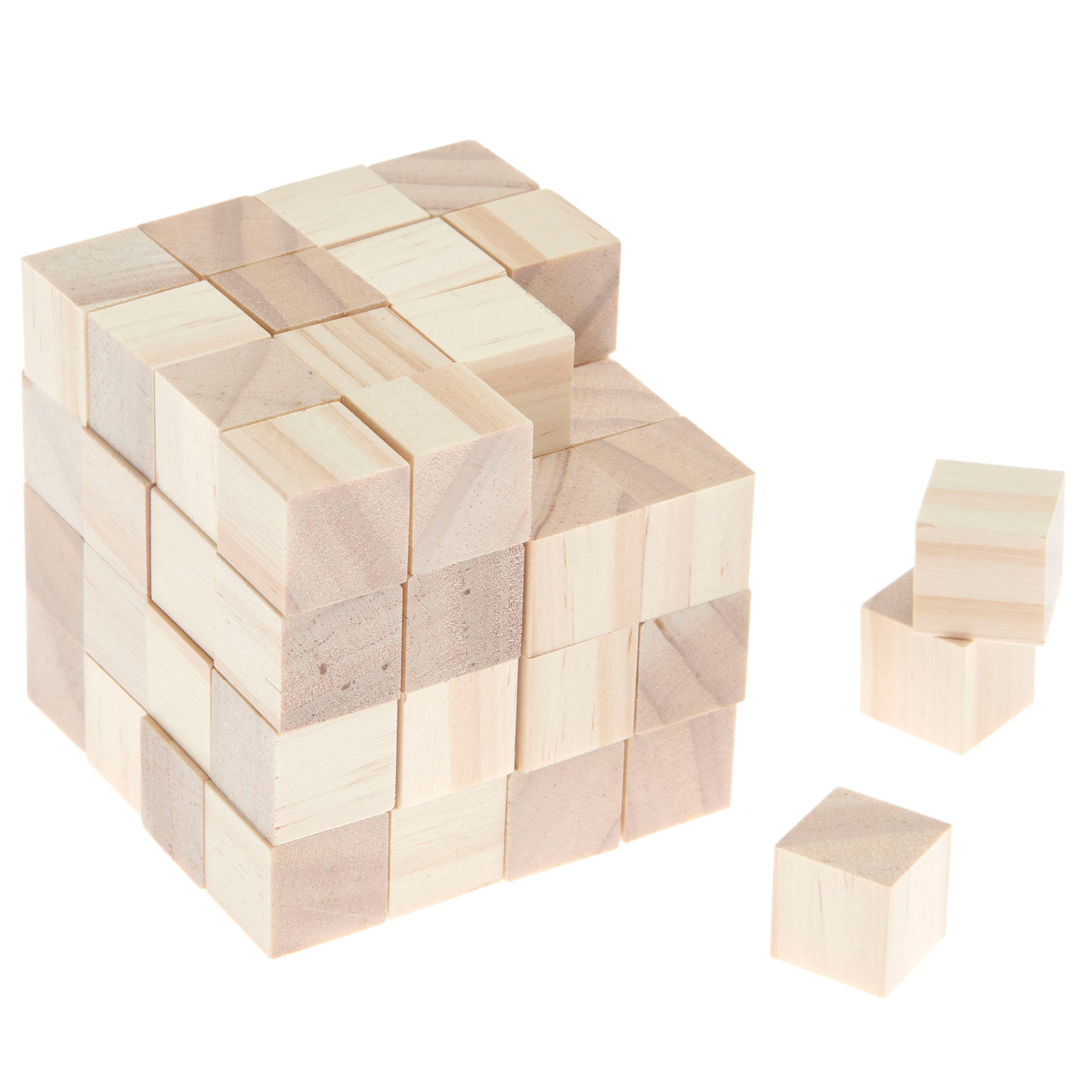 Holzwürfel von Rico Design, naturbelassen, 1,5x1,5x1,5cm, 64 Stück. Perfekt für kreative Bastelprojekte.