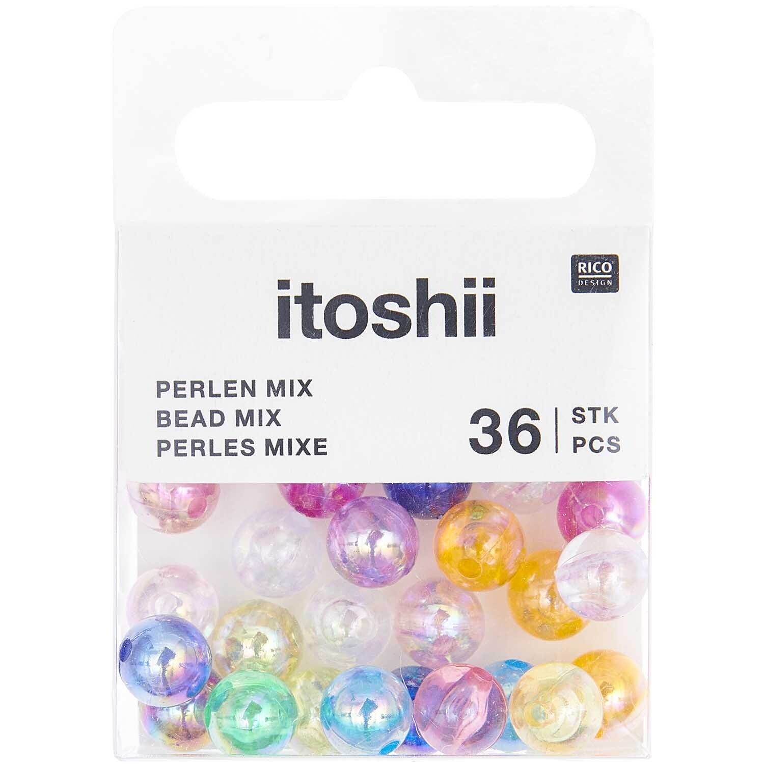itoshii Kunststoffperlen Regenbogen Ø8mm 36 Stück von Rico Design