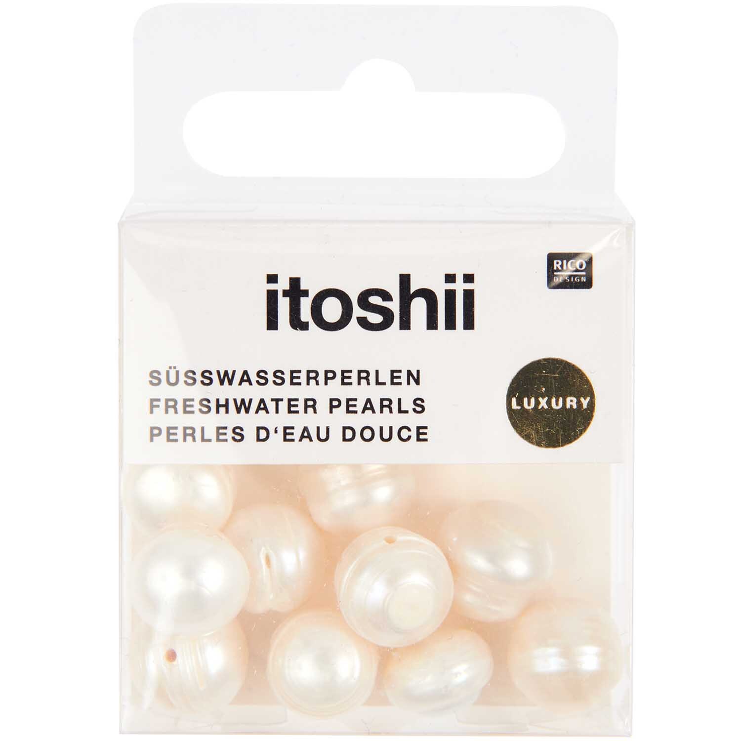 itoshii Süßwasserperlen natur ca. 11-12mm 10 Stück von Rico Design