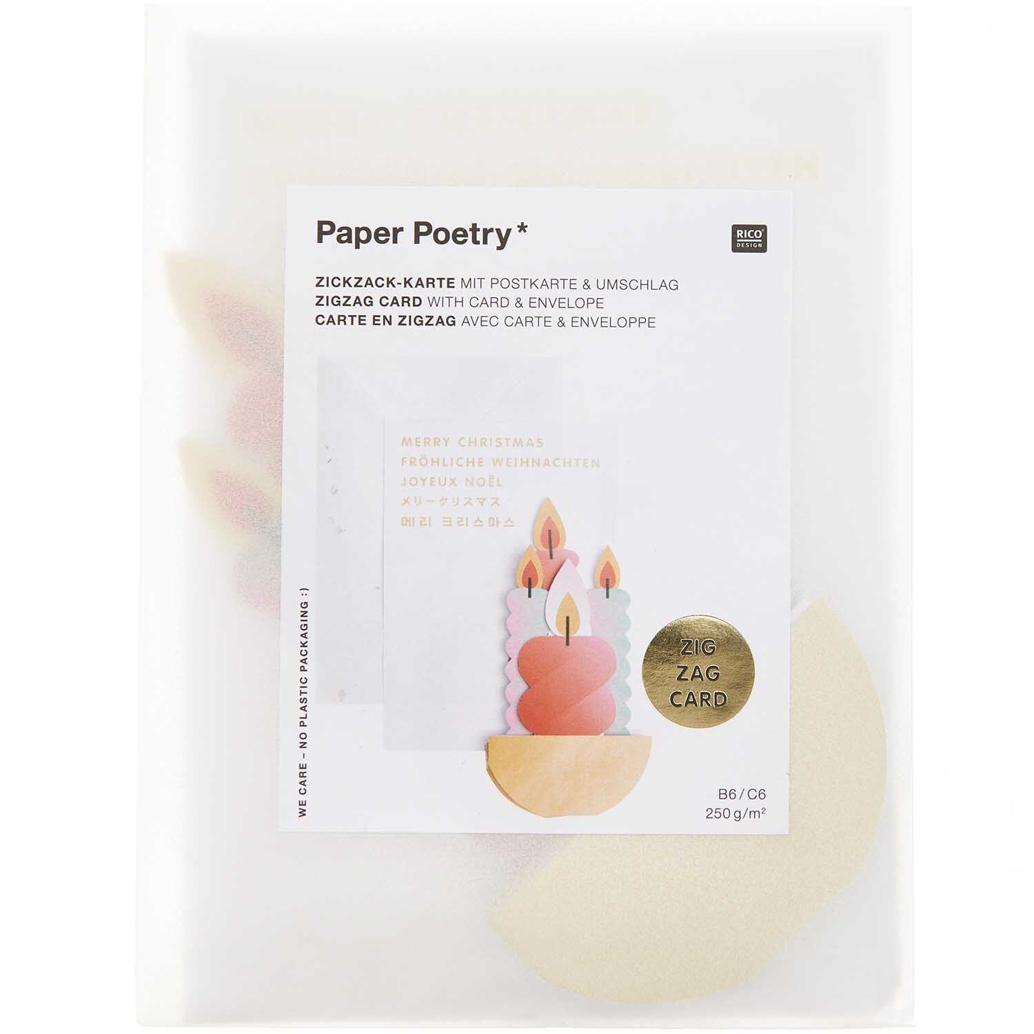 Paper Poetry Zickzack-Karte Kerzen rot 65x16cm von Rico Design