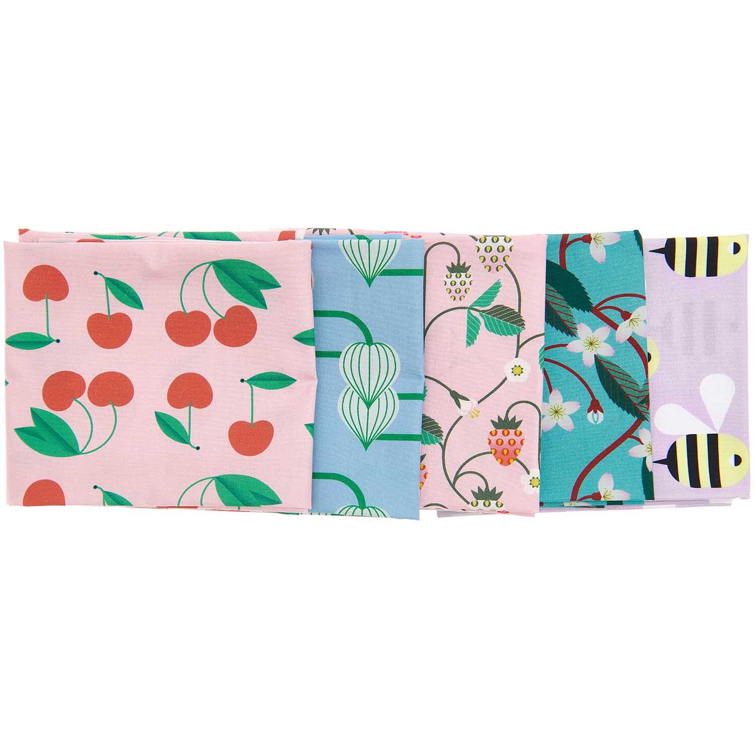 Stoffpaket mit 5 Stoffen Just Bees + Fruits + Flowers 50x70cm von Rico Design