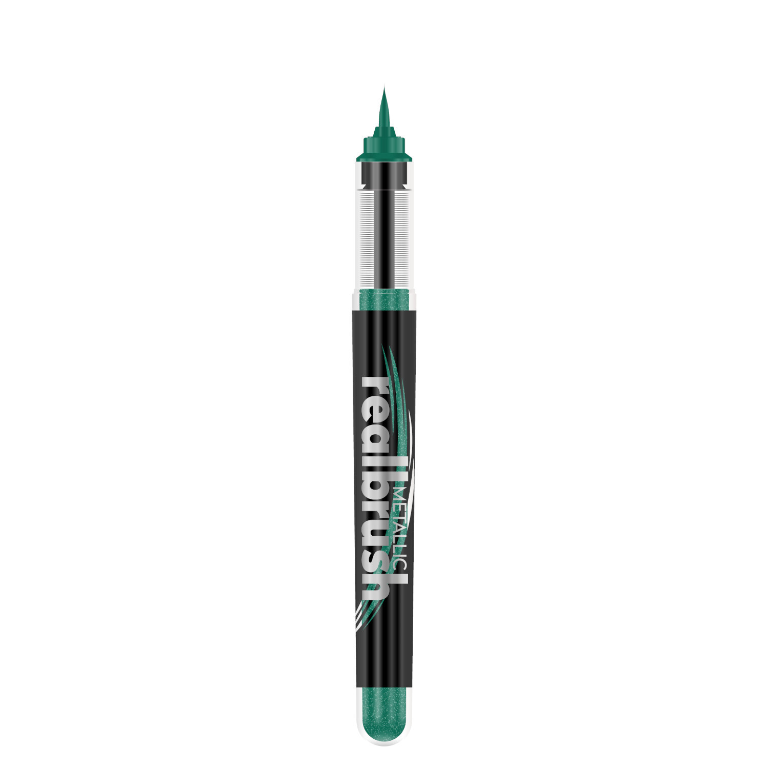 Realbrush Metallic: Ein grüner Pinselstift von karin mit feiner Spitze, ideal für kreative Projekte.