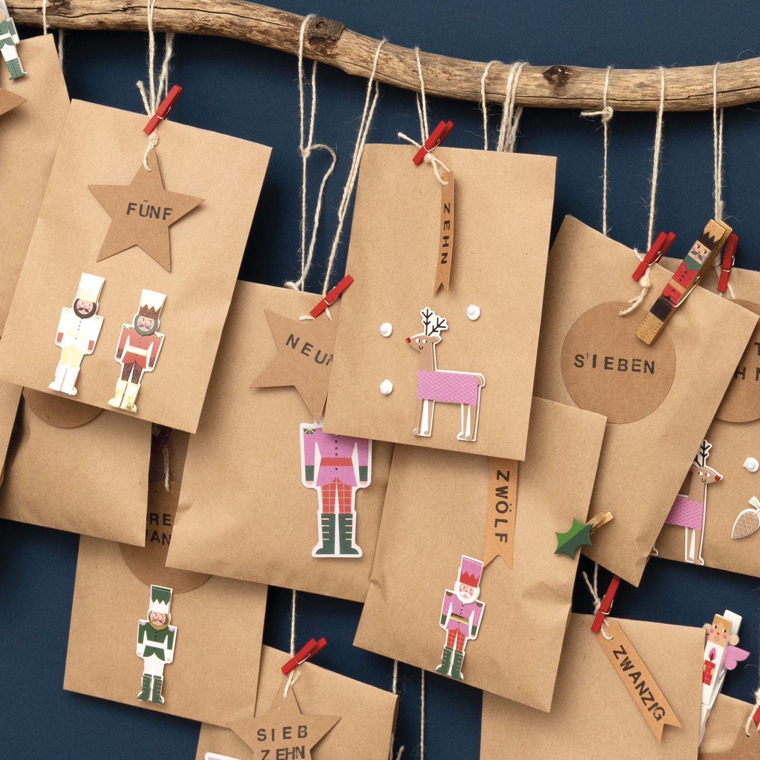 Bastelanleitung Last Minute Adventskalender aus Flachbeuteln von Rico Design