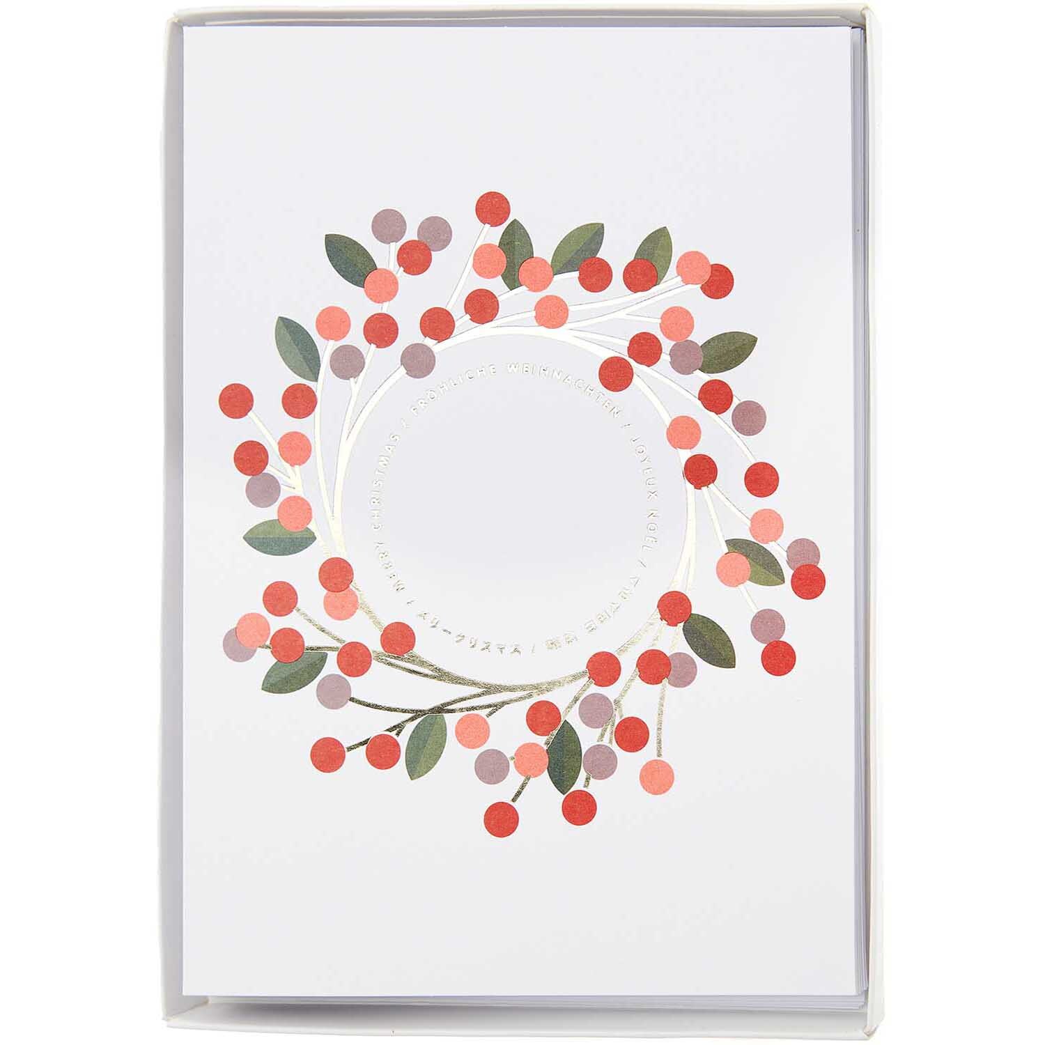 Paper Poetry Kartenset Kranz A5 mit buntem Beerenkranz-Design, 16-teilig von Rico Design.