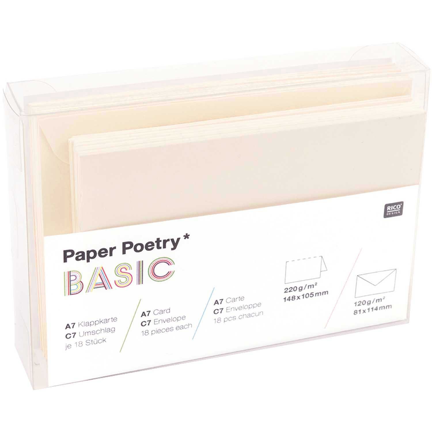 Paper Poetry Kartenset Basic elfenbein A7/C7 30-teilig von Rico Design