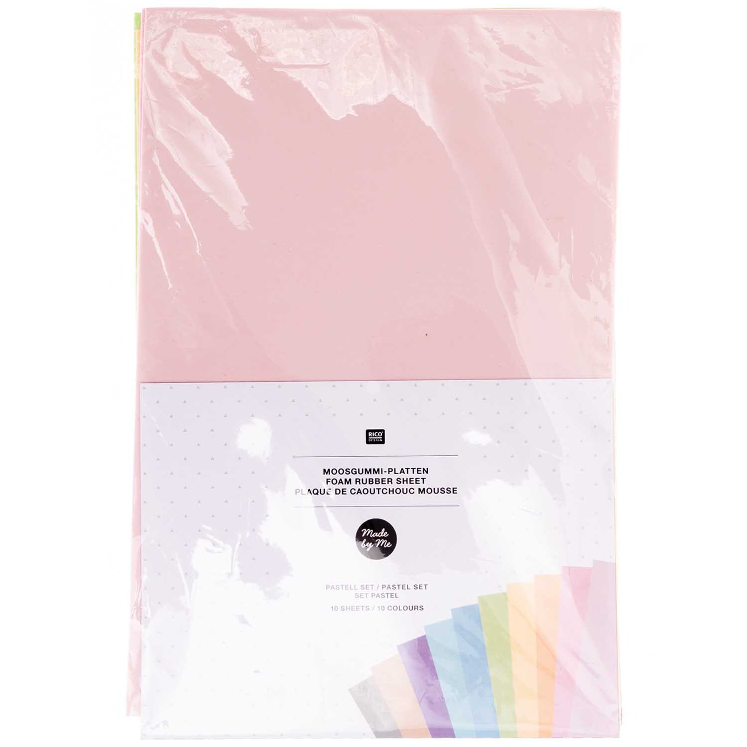 Moosgummimix 2mm 20x30cm 10 Farben Farbe Pastell von Rico Design