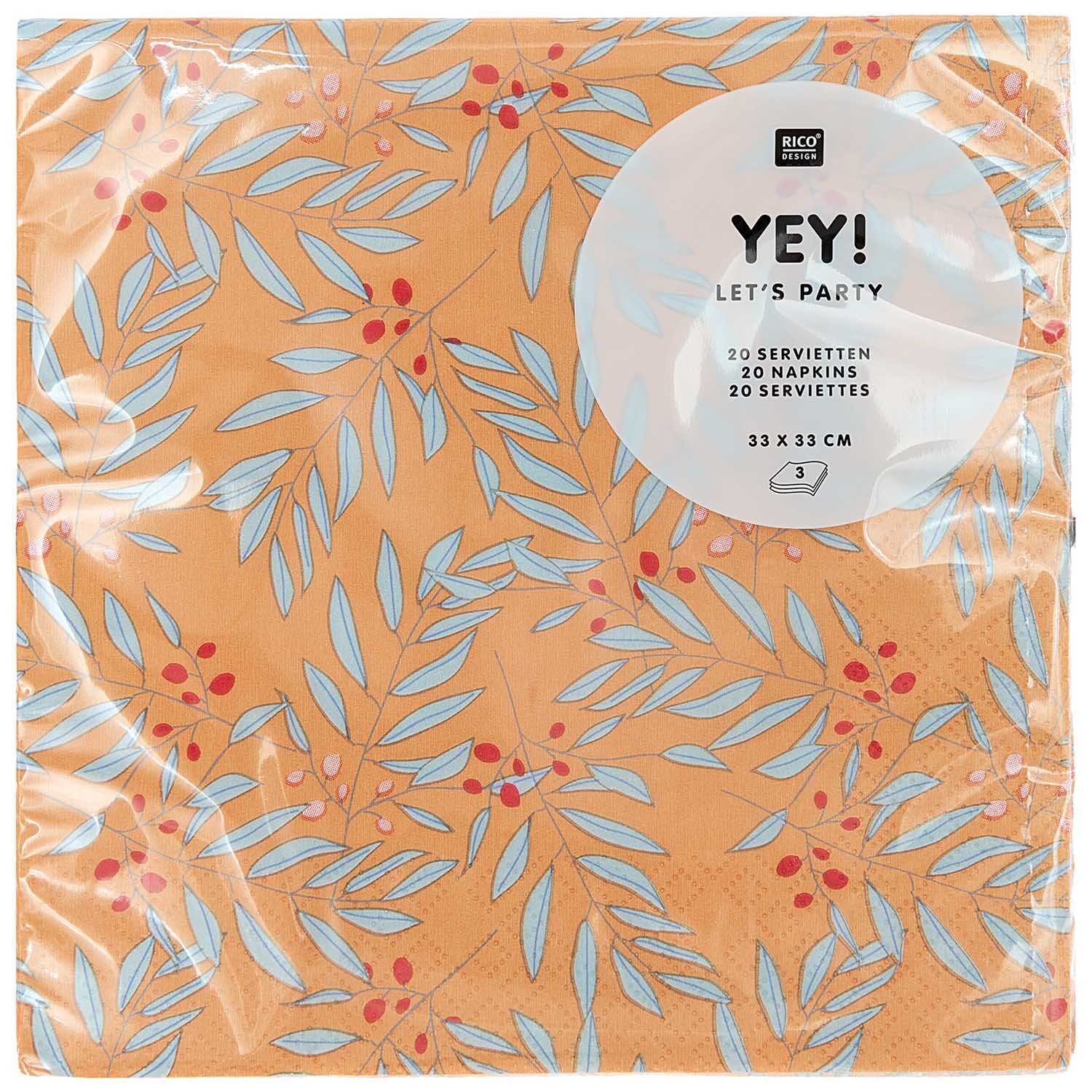 Servietten Zweige orange 33x33cm 20 Stück von Rico Design