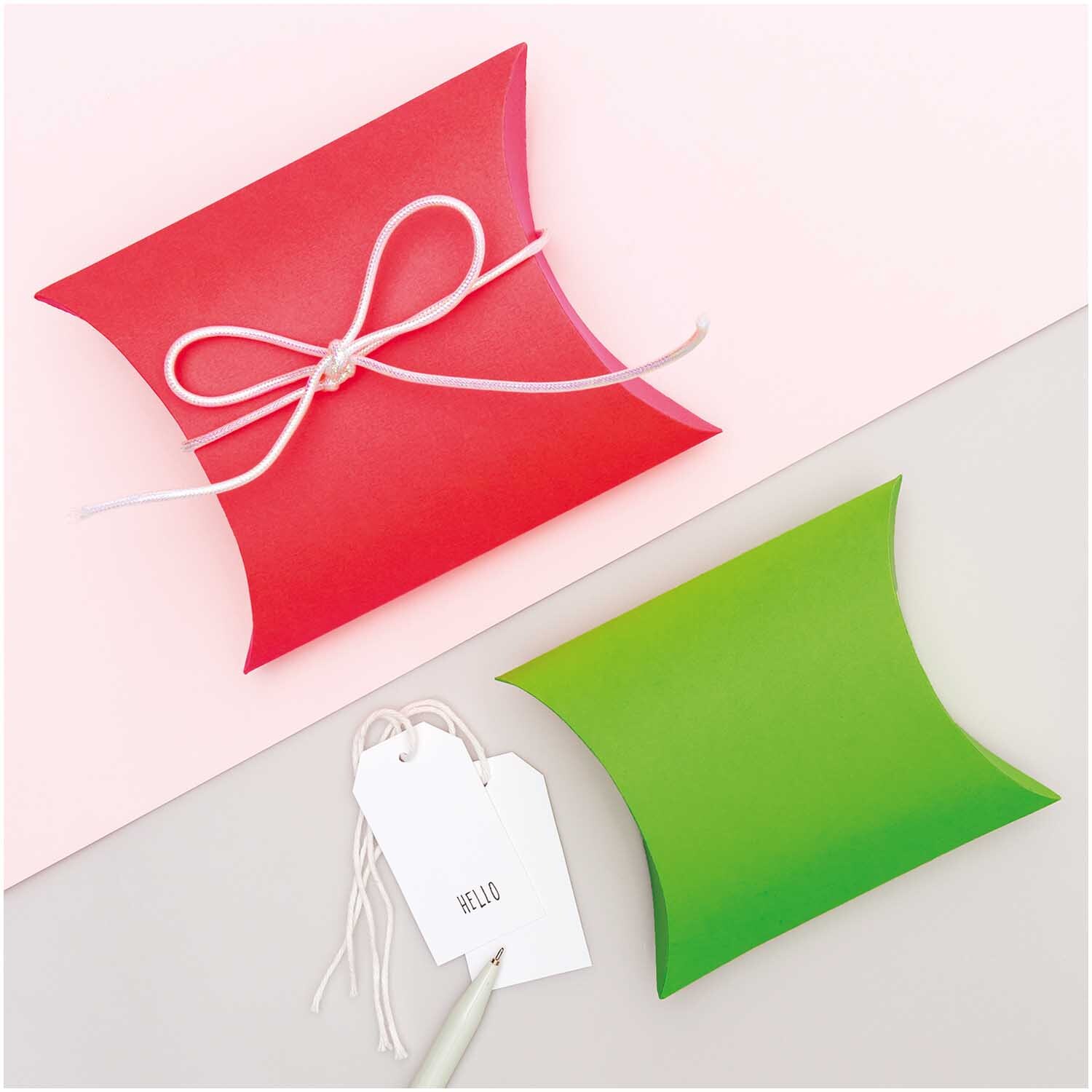Paper Poetry Geschenkschachteln Set 6 Stück in Neon Grün-Pink, ideal für kreative Geschenkverpackungen. Enthält dekorative Boxen und Etiketten.