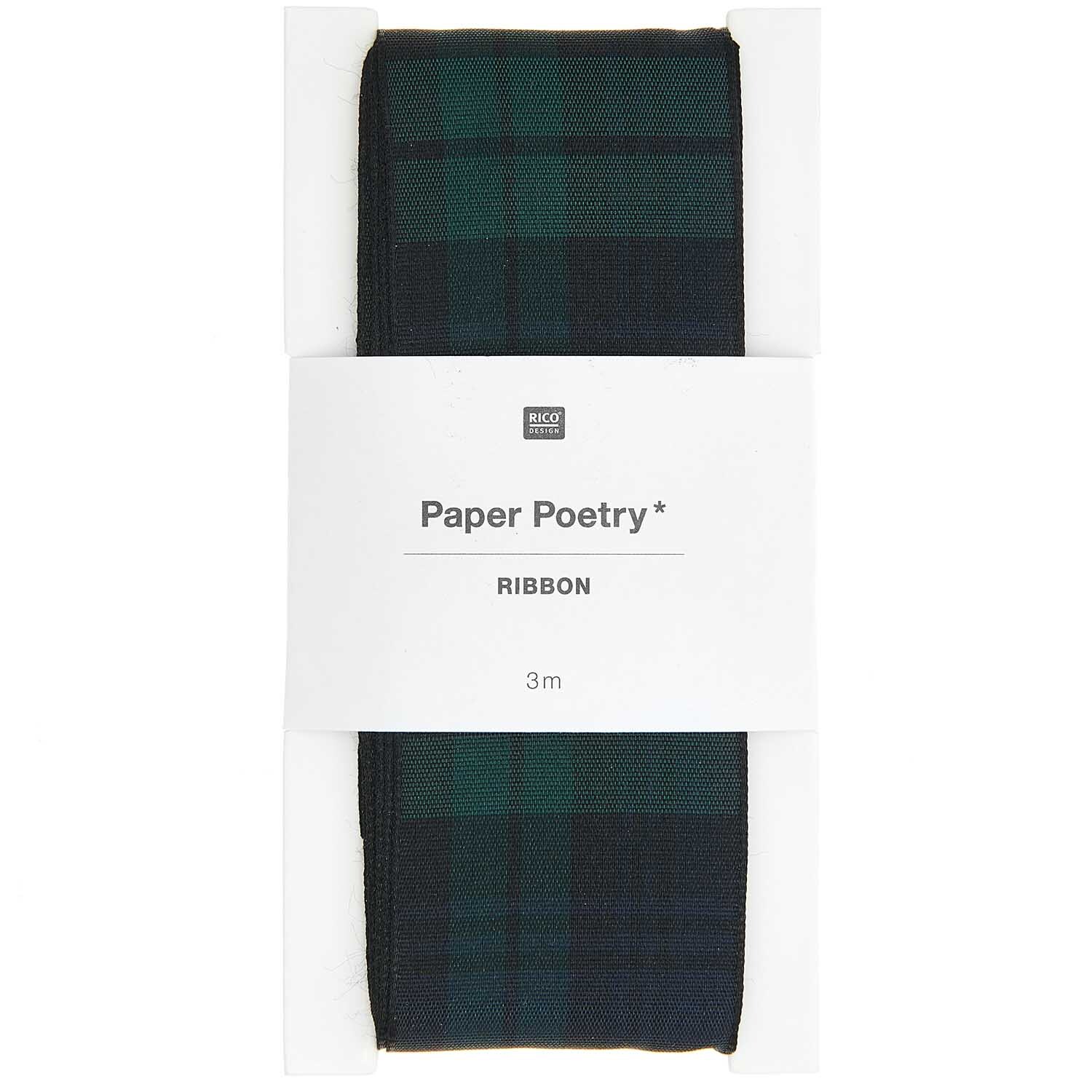 Paper Poetry Karoband grün-schwarz 38mm 3m von Rico Design