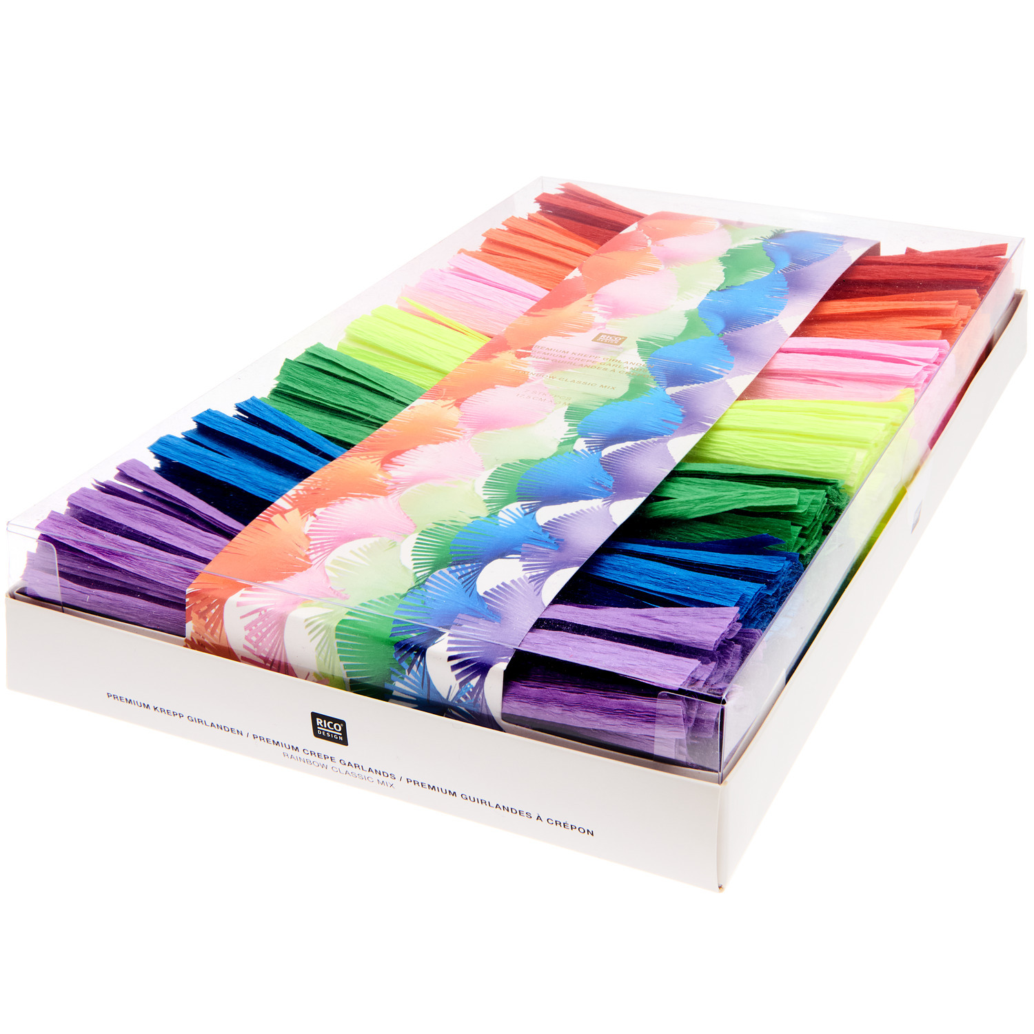 Krepp-Girlande gedreht Regenbogen Klassik Mix 17,5cmx3m 7 Stück von Rico Design