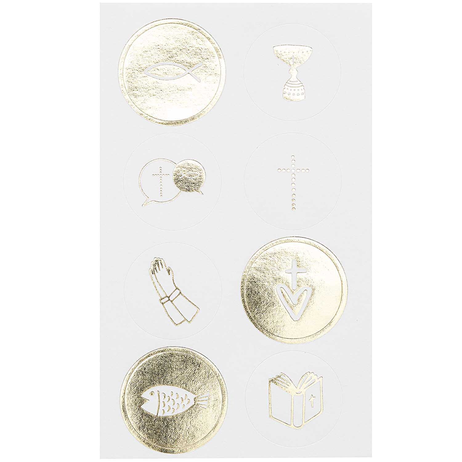 Paper Poetry Sticker Kommunion und Konfirmation gold 4 Blatt von Rico Design
