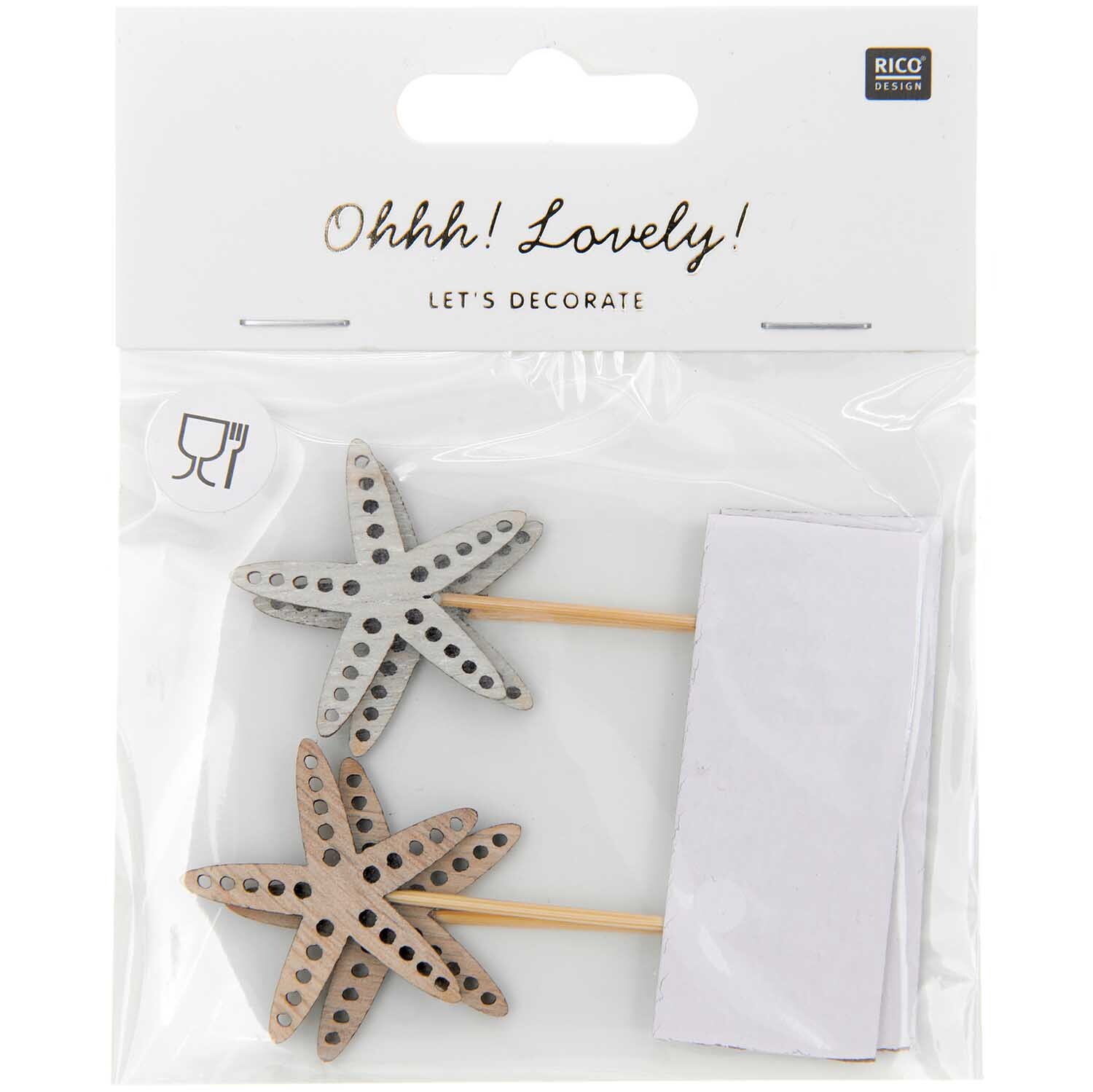 Deko-Picker Seestern Mix natur 7,5cm 4 Stück von Rico Design
