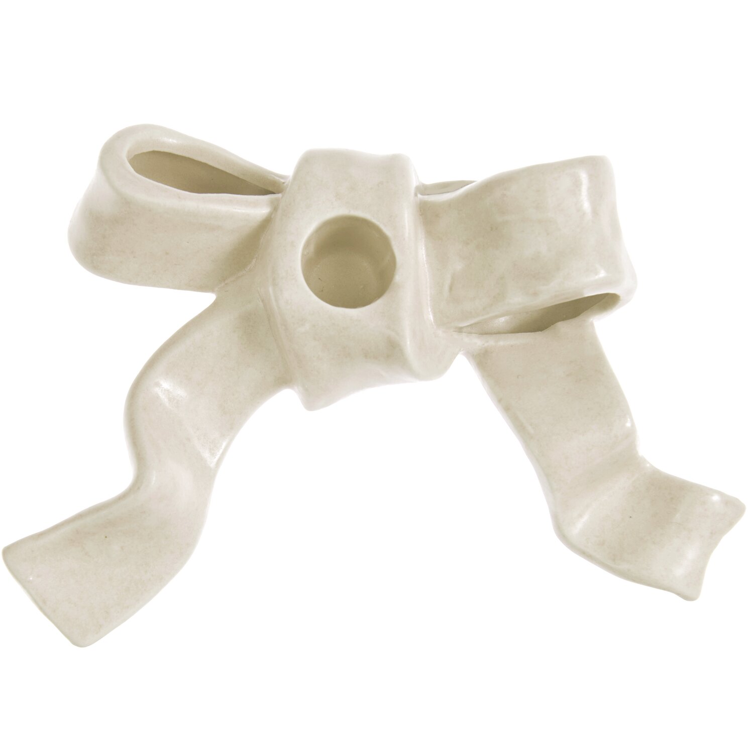 Keramik Kerzenhalter Schleife 4x17,5x12cm Farbe Creme von Rico Design