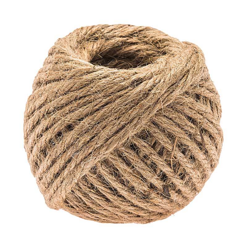 Jutekordel natur 3mm 100g von idee. Creativmarkt, aufgerollt in einer Kugel aus natürlichem Material.