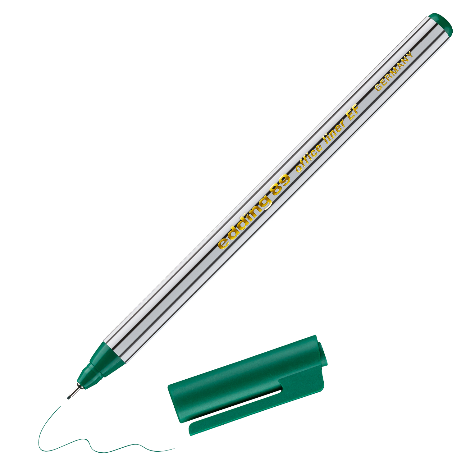 89 office liner EF 0,3mm von edding, grüner Fineliner mit abnehmbarem Deckel, ideal für präzises Schreiben.