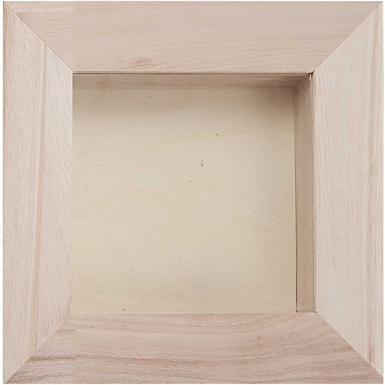 3D-Holz Bilderrahmen 16x16cm von Rico Design in Beige, ideal zur Präsentation von Fotos oder Kunstwerken.