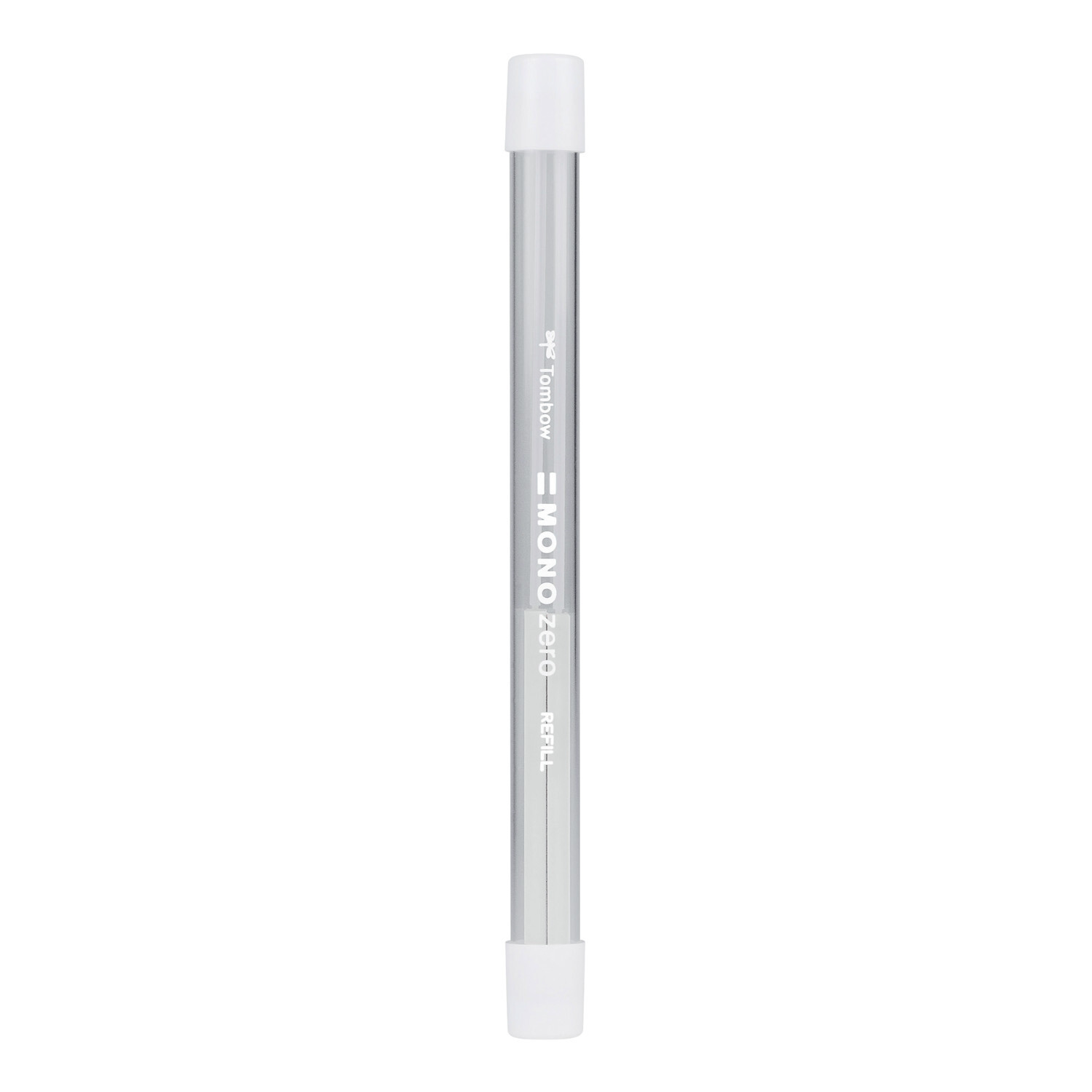 Refill für Radierstift MONO Zero eckig von Tombow, silberner Stift mit weißem Ende, 2 Stück.