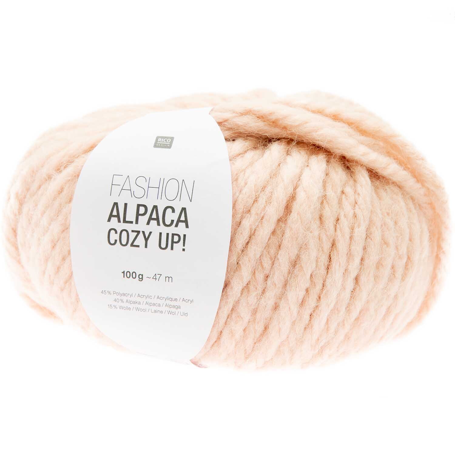 Fashion Alpaca Cozy Up! weiches Garn in Rosa von Rico Design, 100g, ideal für warme Strickprojekte.
